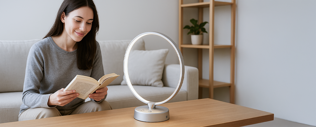 The Kala Therapy Lamp is a clinical-grade, portable device that brings natural day