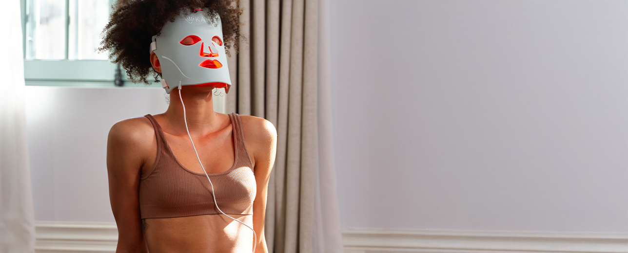 The Kala Red Light Face Mask uses medical-grade LED therapy to rejuvenate and refresh your skin.
