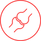 A red line icon depicting a knee joint inside a red circle, commonly used as a placeholder or category icon.
