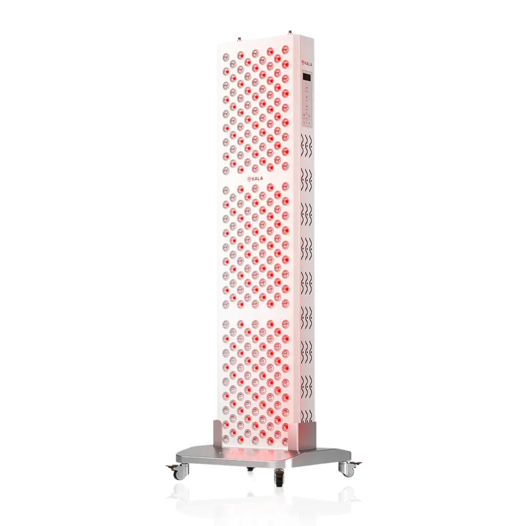 Kala Red Light Tall rectangular device with red and white pattern on a white background