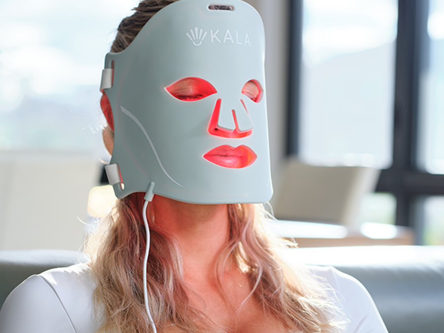 The Kala Red Light Face Mask uses medical-grade LED therapy to rejuvenate and refresh your skin.