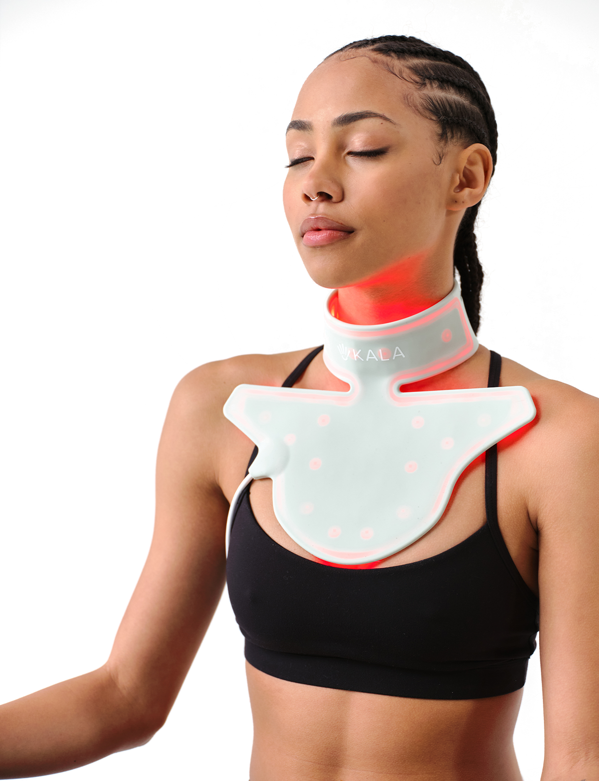 The Kala Red Light Neck Rejuvenator delivers advanced red and near-infrared light therapy directly to the neck and upper chest.