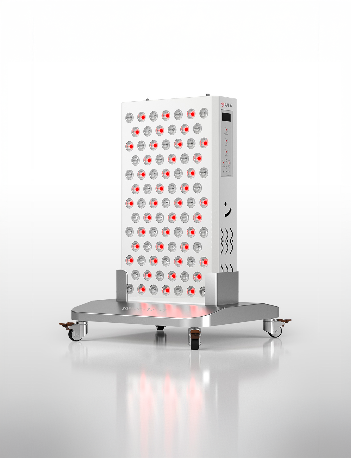 Portable LED light therapy device on a delivers professional-grade red and near-infrared therapy for half-body coverage.