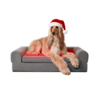 buddie pet therapy Christmas dog bed with a dog wearing a Santa hat