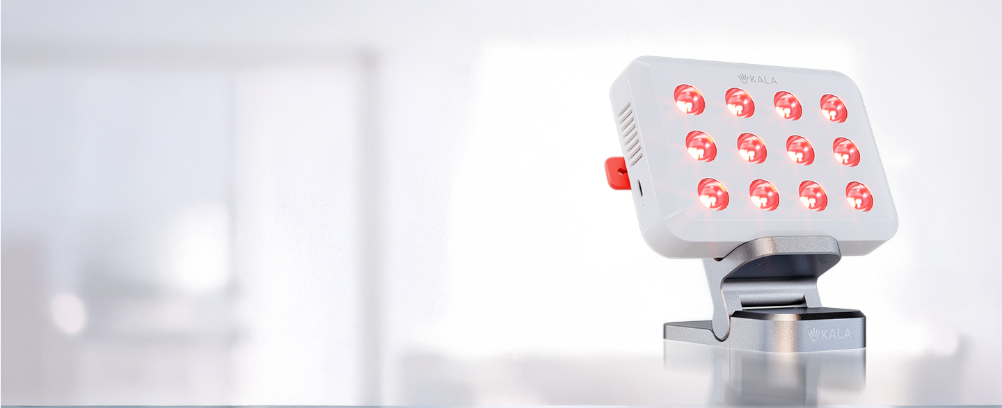LED light device with red lights on a white background